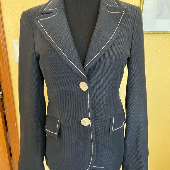 Carolina Herrera Dark Blue Blazer with Light Stitching size 2 - Picture 1 of 7